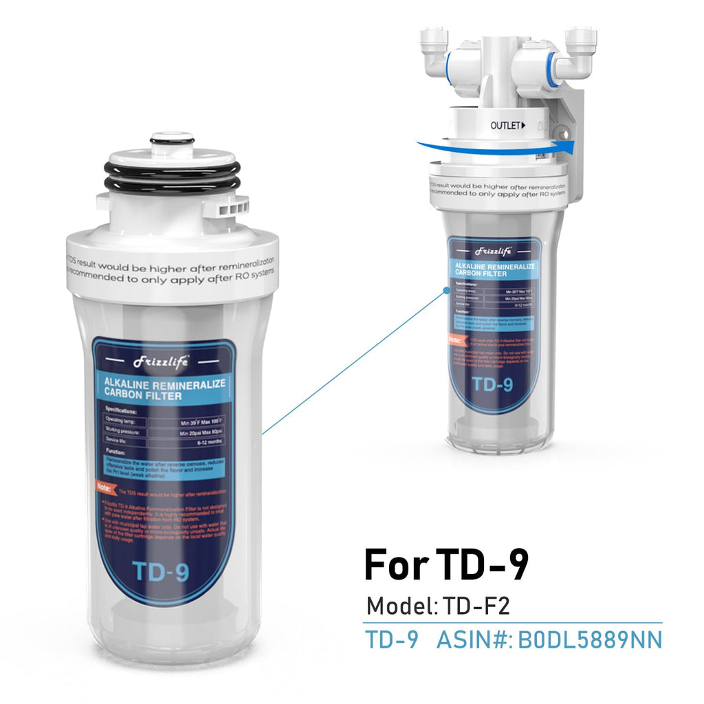 Frizzlife TD-9 Replacement Filter Cartridge for TD-9, Remineralization Alkaline Water Filter Cartridge