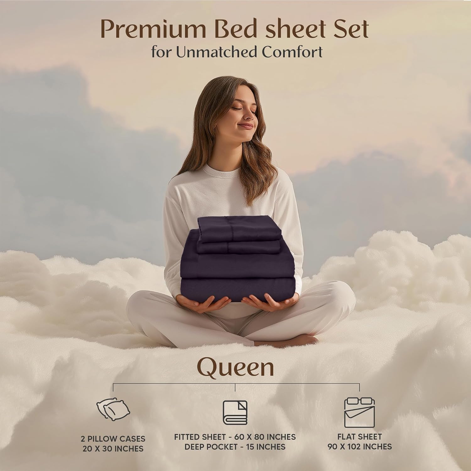 Utopia Bedding King Bed Sheets Set - 4-Piece Brushed Microfiber - Fade & Shrink Resistant | Easy Care (King, Purple)