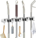 IMILLET Wall-Mounted Broom Holder - Heavy-Duty Stainless Steel Storage Organizer | 4 Racks & 5 Hooks