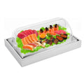 Ice Food Serving Display Tray, Stainless Steel Catering Supplies Buffet Display with Clear Roll Top & Ice Pack, Cooling Food Chilled Serving Plate for Restaurant Buffet Vendor Hotel Kitchen Party