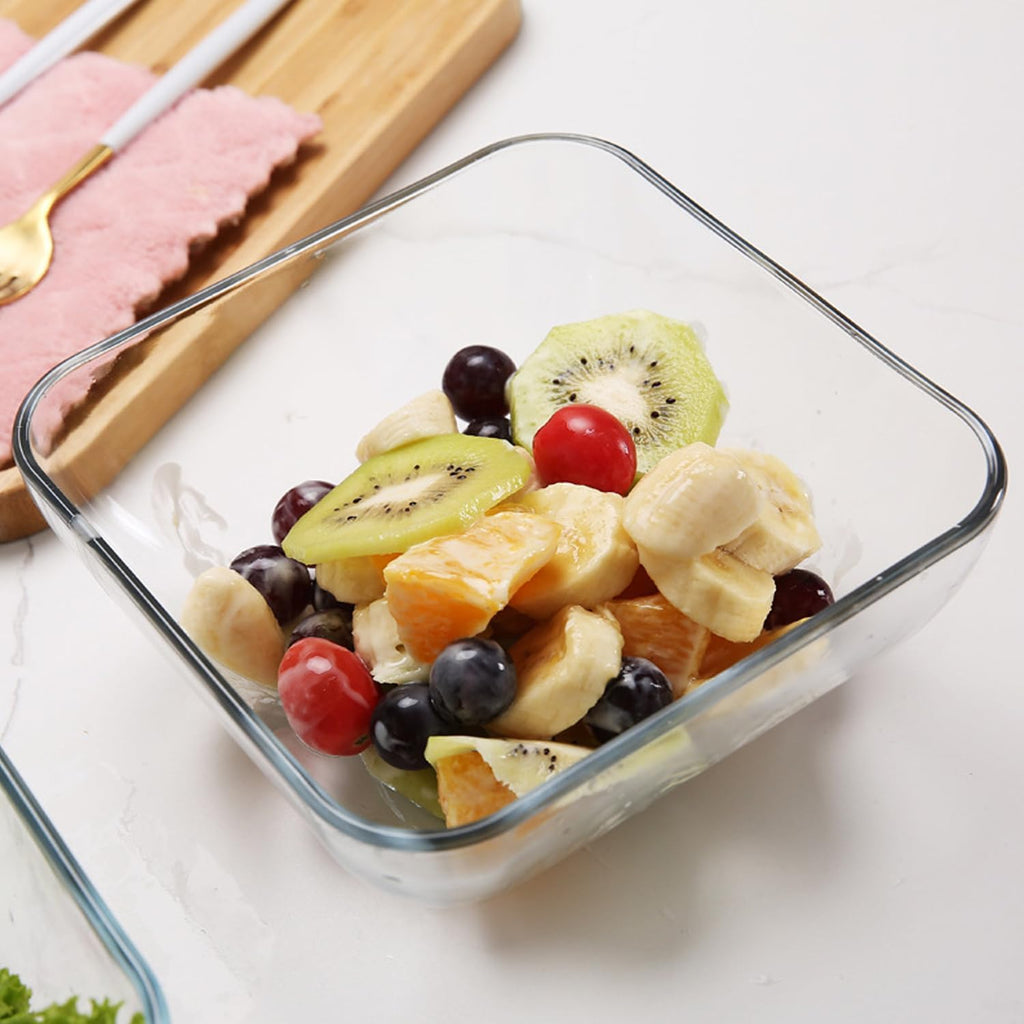 Regine Switzerland 2-Quart Glass Mixing Bowls Set - Durable Tempered Glass | 8-Inch Square Design