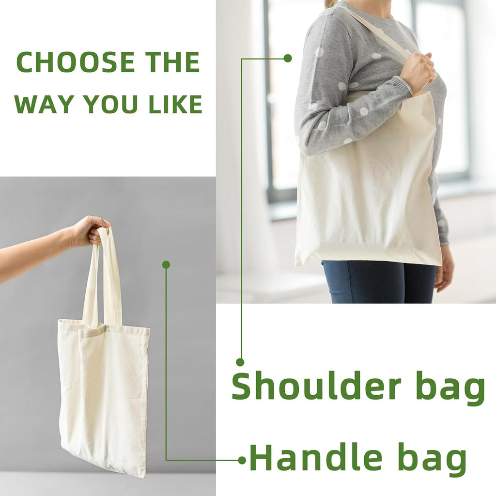 Skiennix Canvas Tote Bags - Reusable Blank Shopping & Grocery Bags | 6, 12, 24, 48 Pack Options