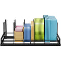 GAGUIUP Food Container Lid Organizer, Adjustable 6 Dividers Full-Metal Pot and Pan Organizer Rack for Kitchen Cabinets, Drawers, Cupboards, Pantry Shelves Storage, Black