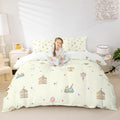 Kid Amusement Park Duvet Cover Twin Size,Hot Air Balloon and Carousel Bedding Set with 1 Pillowcase,Child Theme Comforter Cover for Teens Boys Girls Room Decor,Soft Quilt Cover