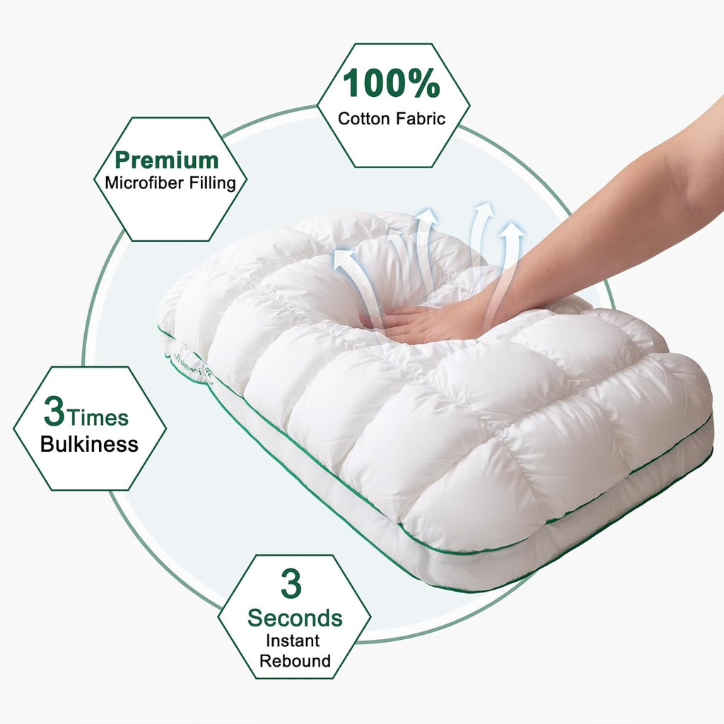 YOUR MOON Fluffy Support Bed Pillow - Queen Size | Super Soft Down-Alternative Filling for Side Sleepers