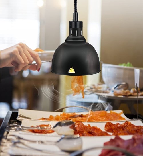 JIAWANSHUN Retractable Heat Lamp for Food with 250W Heating Bulb for Restaurant Hanging Food Warmer Lamp Buffet or Home Use Pizza Warmer