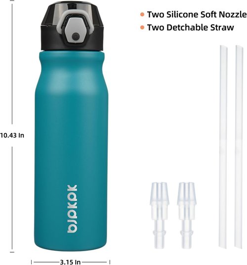 BJPKPK Stainless Steel Water Bottle - Insulated 25oz Thermal Flask with Straw Lid | Keeps Drinks Hot & Cold, Laguna