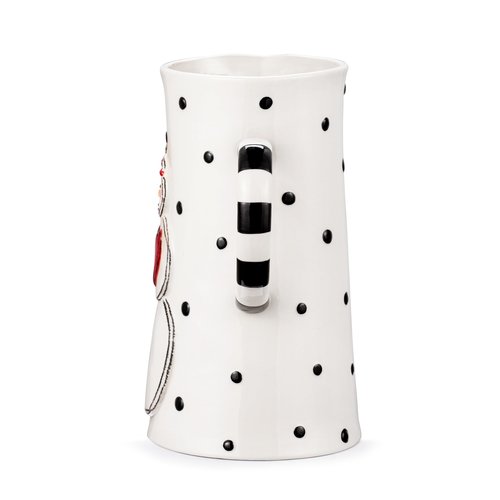 DEMDACO Heartful Home Holiday Snowman Polka Dot White, Black, Red 64 Ounce Stoneware Festive and Functional, Kitchen Counter or Tabletop Décor, Christmas Beverage Serving Pitcher