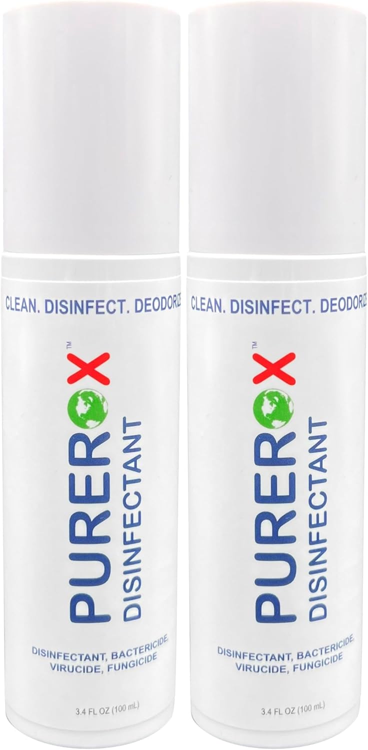 PUREROX Disinfectant Spray - TSA Approved Travel Size (3.4oz, 2-Pack) | Hospital-Grade Virus & Bacteria Eliminator