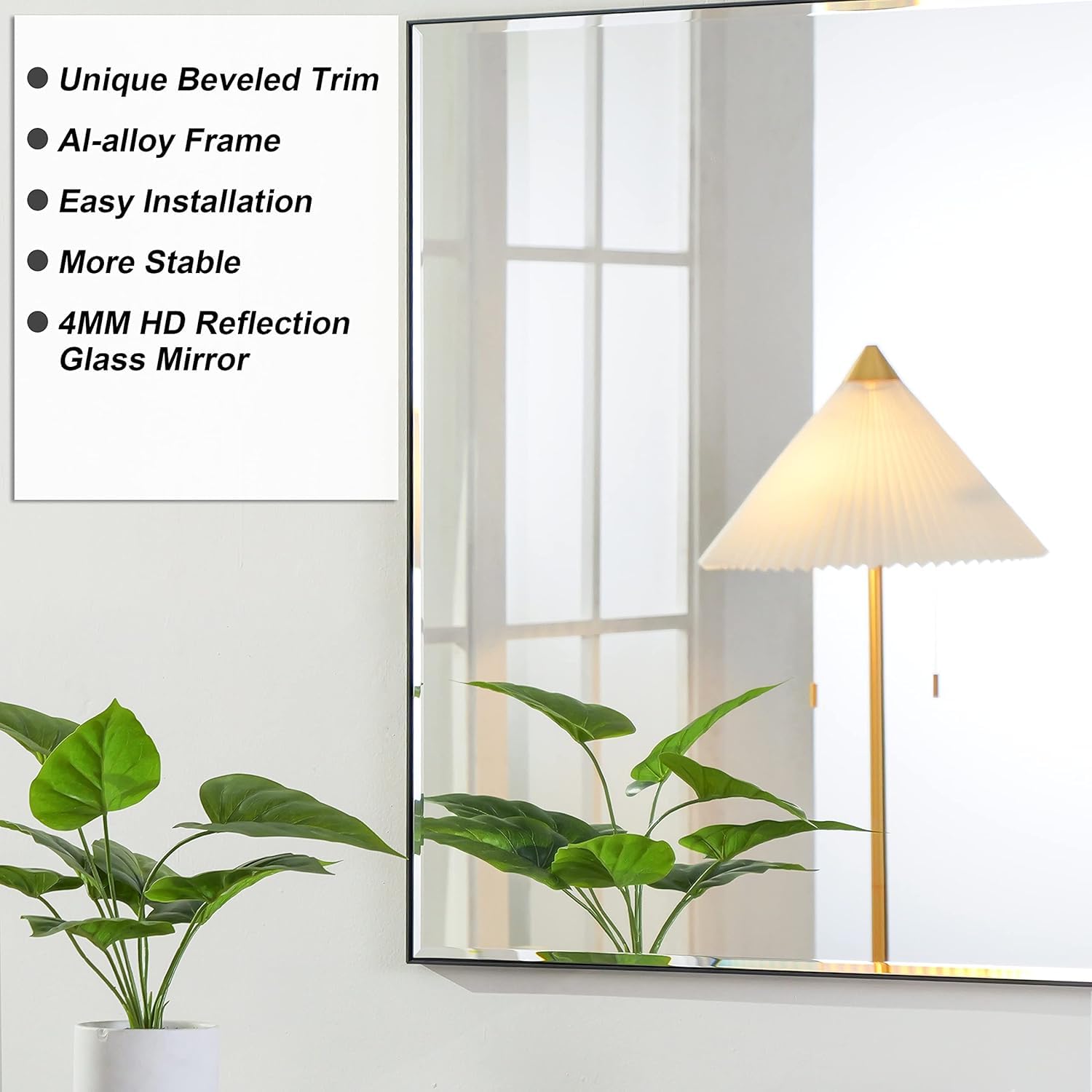 LEDLUX 24x32 Inch Black Bathroom Mirror - Copper-Free Mirror, Metal Frame Vanity Rectangle Wall Mounted Modern Mirror for Bedroom/Living Room/Porch Horizontal or Vertical