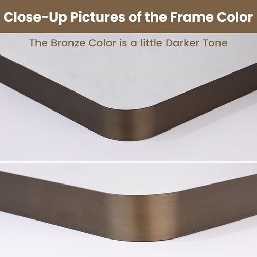 LOAAO Bronze Bathroom Mirror - 40”X32” Rounded Rectangle with Anti-Rust Brushed Metal Frame | Hangs Horizontally or Vertically