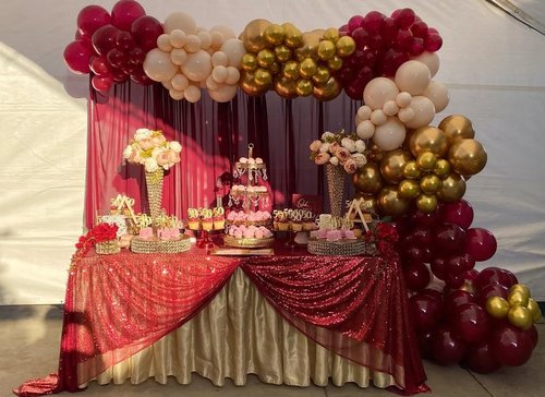 HKYOOD 150Pcs Burgundy Balloon Garland Arch Kit - Birthday Party Decorations with Metallic Rose Gold Maroon White Gold Balloons for Baby Shower Valentines Day Bridal Shower Wedding Prom Decorations