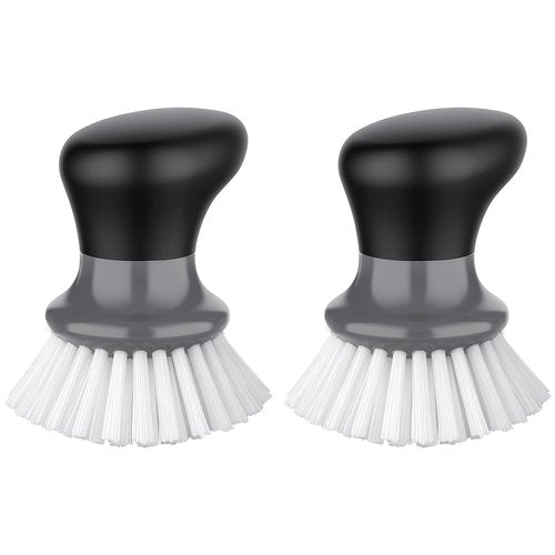 MR.SIGA Dish Scrub Brush, Palm Brush Dish Scrubber with Ergonomic Grip, Kitchen Brushes for Dishes, Gray, Pack of 2