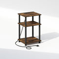 Furinno Night Stand - 3-Tier Turn-N-Tube Bedside Table with USB & Type-C Charging Ports | Amber Pine