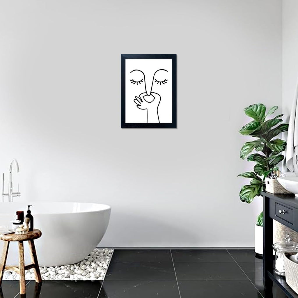 Regine Switzerland Black and White Bathroom Wall Art - Humorous Canvas Print for Modern Decor