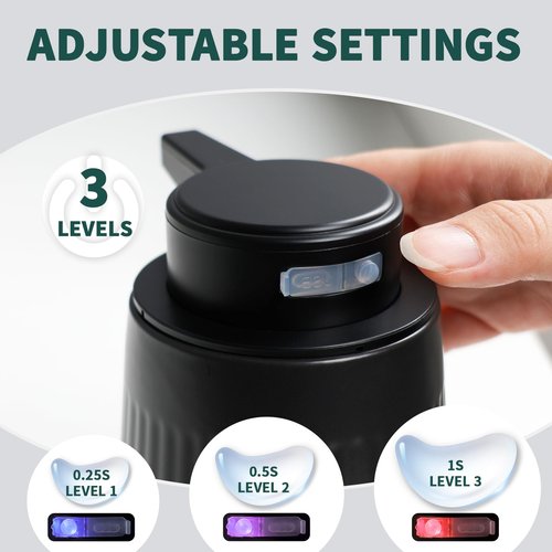 BosilunLife Ceramic Automatic Soap Dispenser with Extended Pump Nozzle, 3 Adjustable Levels, Touchless Foam Hand Wash Foaming Dispenser for Bathroom & Kitchen, Embossed Wave Design, Black, 10oz