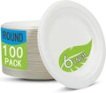Heavy Duty Biodegradable Paper Plates | Skiennix 6-Inch White Disposable Plates - 100 Count, Compostable & Leak-Proof