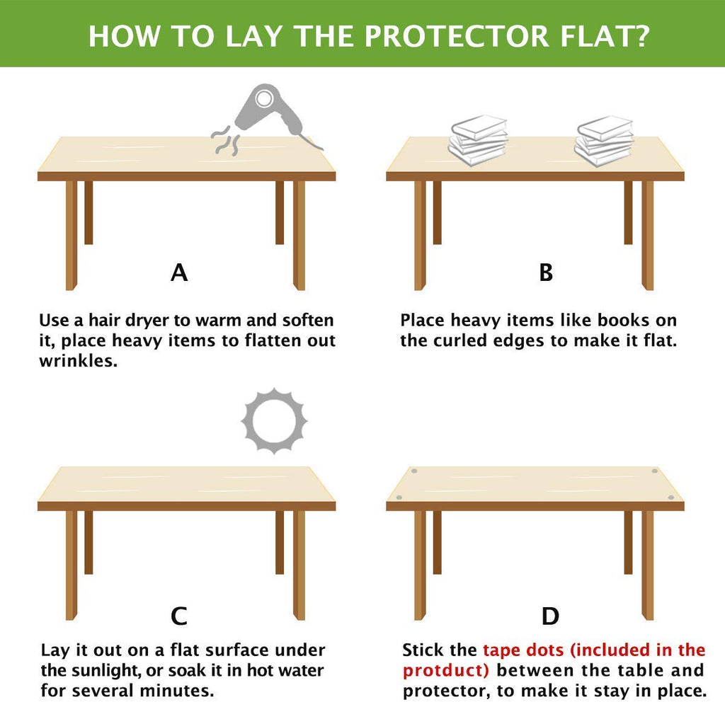 46 x 90 Inch Clear Dining Room Table Protector Corner Kitchen Wood Coffee Side End Tabletop Countertop Cover Rectangular Desk Table Pad Office Chair Mat Furniture Protective Plastic Vinyl Tablecloth