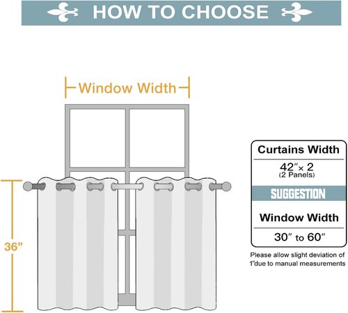 ChrisDowa Small Window Curtains - Grommet Thermal Insulated Room Darkening Panels (Light Grey, 42 x 36 Inch)