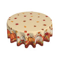 Lvhompro Fall Tablecloth 60 Inch Round White Orange Pumkins Festival Table Cloth Water-Resistant Spill-Proof Washable Fabric Table Cover for Kitchen Dining Party Picnic Indoor Outdoor