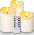 Homemory Flameless LED Outdoor Candles - Waterproof, Remote & Timer Included | Ivory White, Set of 3