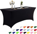 IVAPUPU 4FT Black Spring Table Cloth - Washable Fitted Spandex Cover for Events & Parties