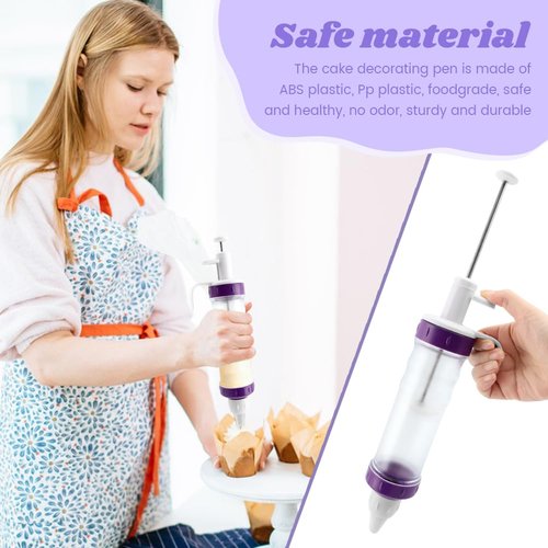 Dessert Decorating Syringed Set Icing Dispenser Tool With 5 Icing Nozzles,2 Connector Rings,8 Cake Baking Cups,Cake Decorating Gun for Frosting Cream to Make Cupcakes