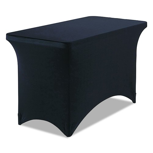 LIFETIME 80160 Commercial Height Adjustable Folding Utility Table, 4 Feet, White Granite & Iceberg iGear Stretch Fabric Table Cover, Fits 4' Table, Polyester/Spandex, Black, 24" W x 48" L