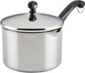 Farberware Classic Stainless Steel 3-Quart Covered Straining Saucepan - Durable & Stylish Silver Finish