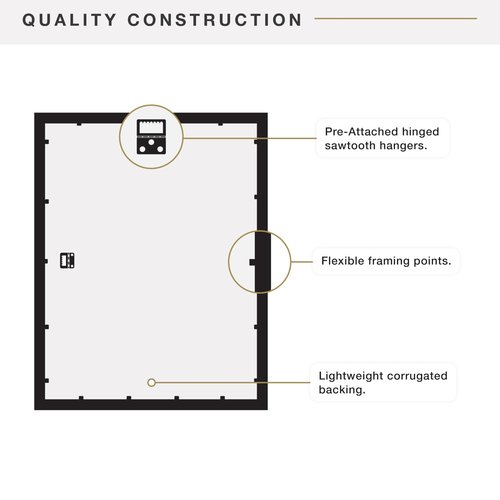MCS Foundation 14x22 Poster Frame Traditional Brass, Vertical & Horizontal Wall Hanging Large Picture Frame for Photos, Posters & Art Prints (1-Pack)