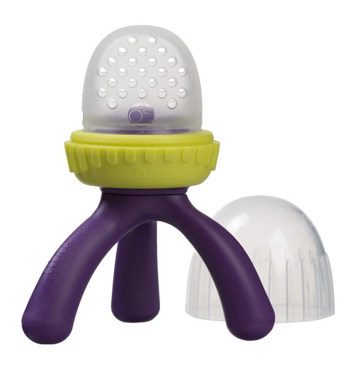 b.box Silicone Fresh Food Feeder | Ages 4 Months+ | Tripod Design Easy for Baby to Hold | Perfect for Fresh or Frozen Foods | Cap Included for On The Go | Dishwasher Safe (Passion Splash)