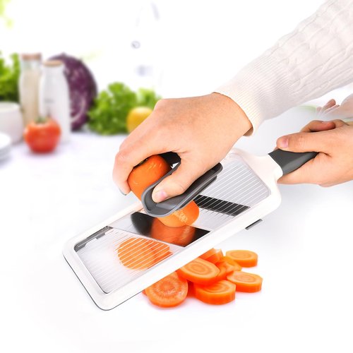 Mandoline Slicer for Kitchen, Adjustable Stainless Steel Blade, Vegetable Slicers, Slicer Vegetable Cutter with NO-slip Grip, Gray