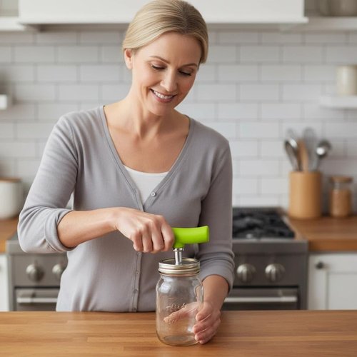 Cap Crack | Adjustable Multi-Lid Can Opener for Weak Hands - Ergonomic Non-Slip Grip, One-Hand Use (White Green)