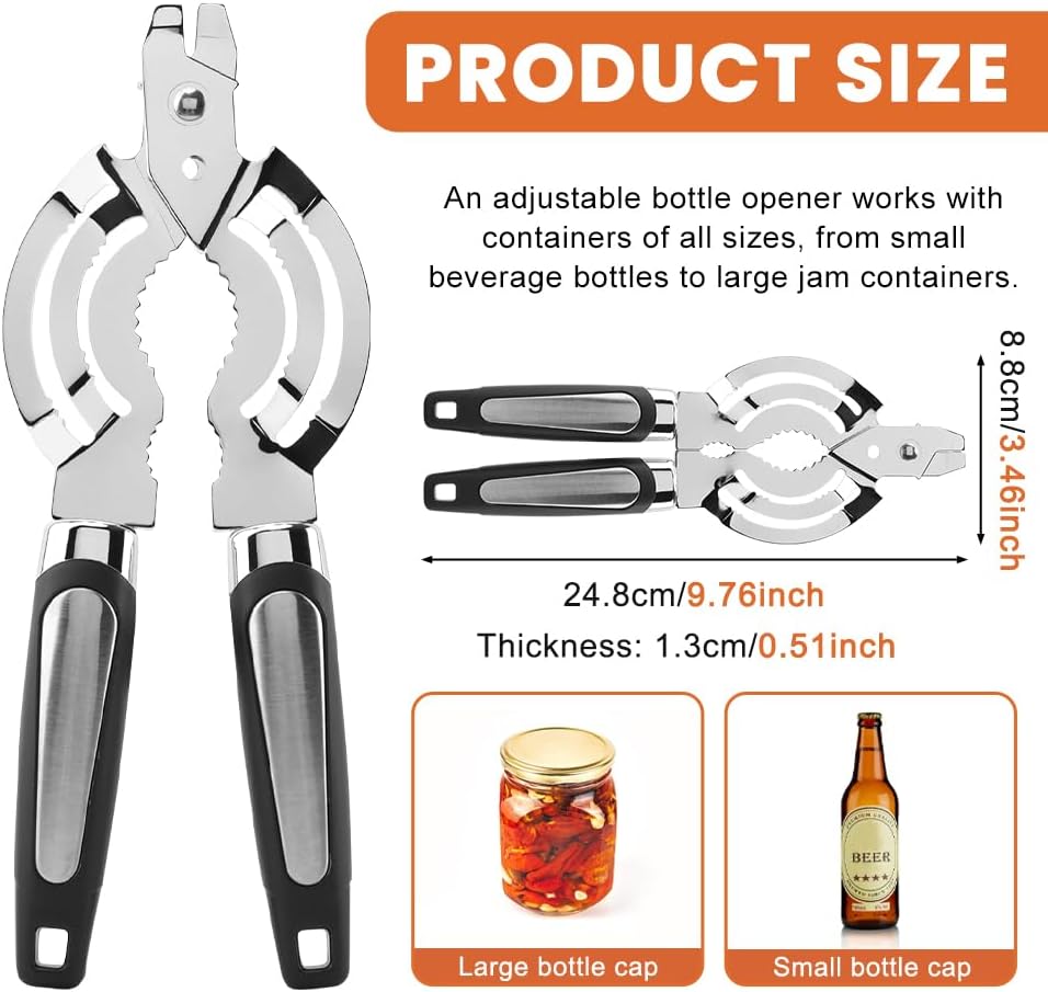 Skiennix Stainless Steel Jar Opener - Adjustable Tool for Weak & Arthritic Hands | Kitchen Gadget