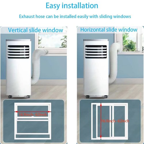 Coolaihan Portable Air Conditioner Vent Kit with 5.9" Exhaust Hose Universal Seal for AC Unit, Window Kit with Coupler for Sliding Horizontal or Vertical Windows