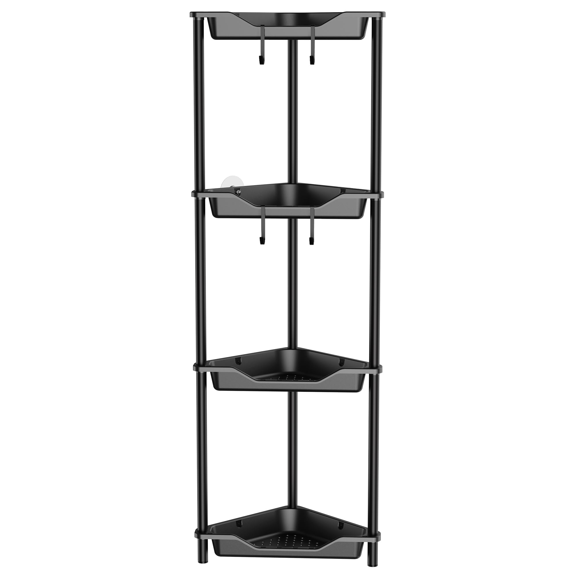 Orimade Rustproof 4 Tier Floor Standing Corner Shower Caddy Bundle with Round Adhesive Replacement Stickers