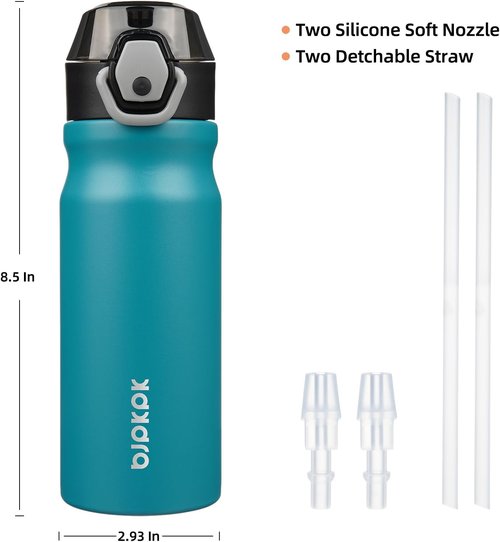 BJPKPK 18oz Insulated Water Bottle - Stainless Steel, BPA-Free, Leak-Proof with Lockable Flip Lid | Laguna Color
