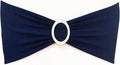 Skiennix Navy Blue Chair Sashes - 100 Pack Spandex Chair Bands with Buckles for Weddings & Events