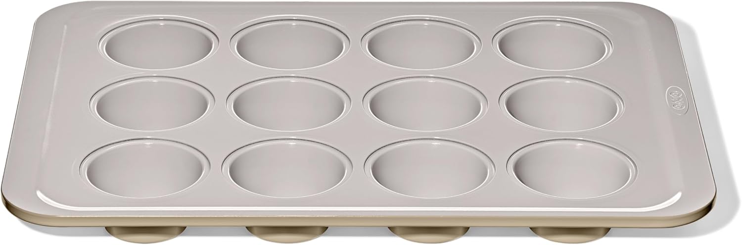 OXO Good Grips 12-Cup Muffin Pan - Non-Stick Pro Ceramic Coated Bakeware for Perfect Biscuits