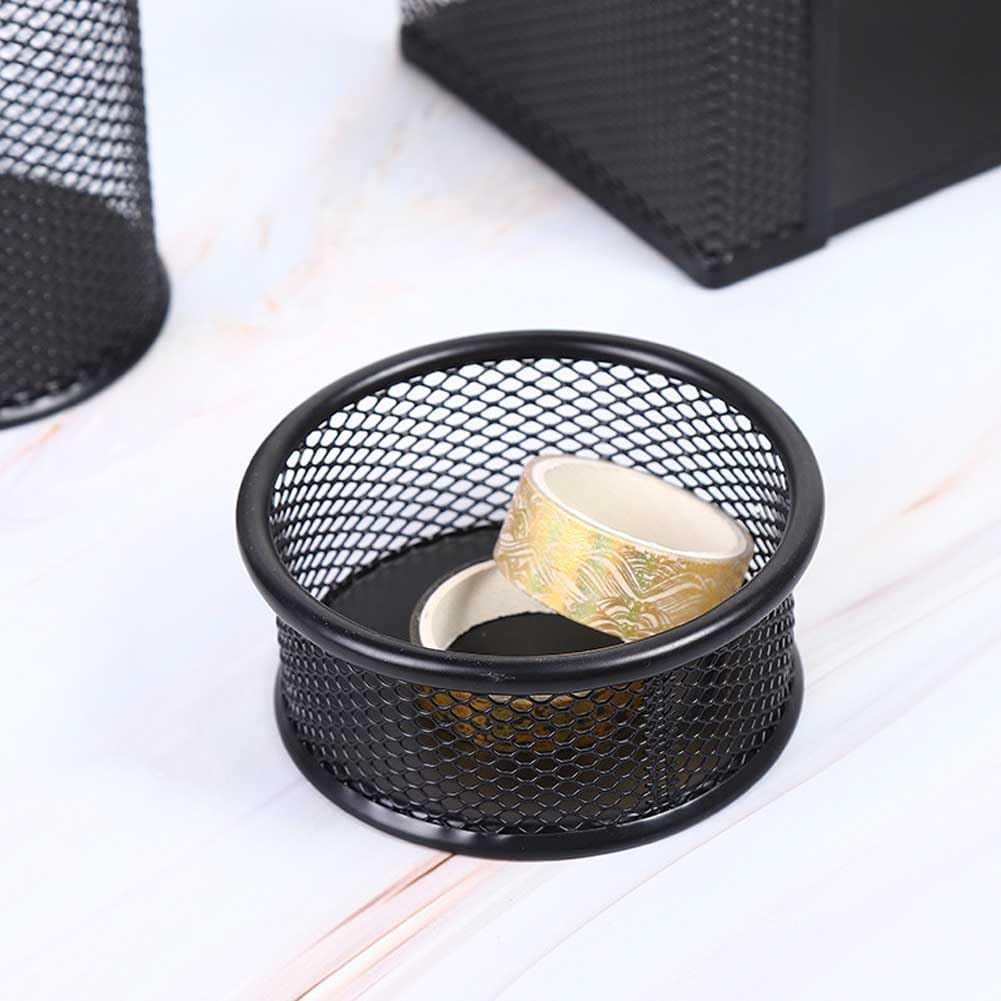 1 Pc Black Minimalist Metal Paper Clip Holder Mesh Paperclip Bowl Binder Clip Dispenser Desk Bobby Pin Container Organizer for Home Office Classroom School Desk Supplies Holders and Dispensers