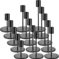 Sieral Candle Holders - Modern Metal Taper Candlesticks Set for Weddings & Home Decor | Matte Black, 15 Pcs