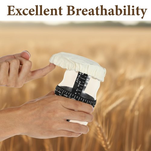 5Pcs Sourdough Starter Jar Cover Cloth, Unbleached Fabric Bread Fermentation Cover Reusable Linen Covers for Container, Tops Breathable Elastic Fabric Covers for Wide Mouth and Normal Mouth