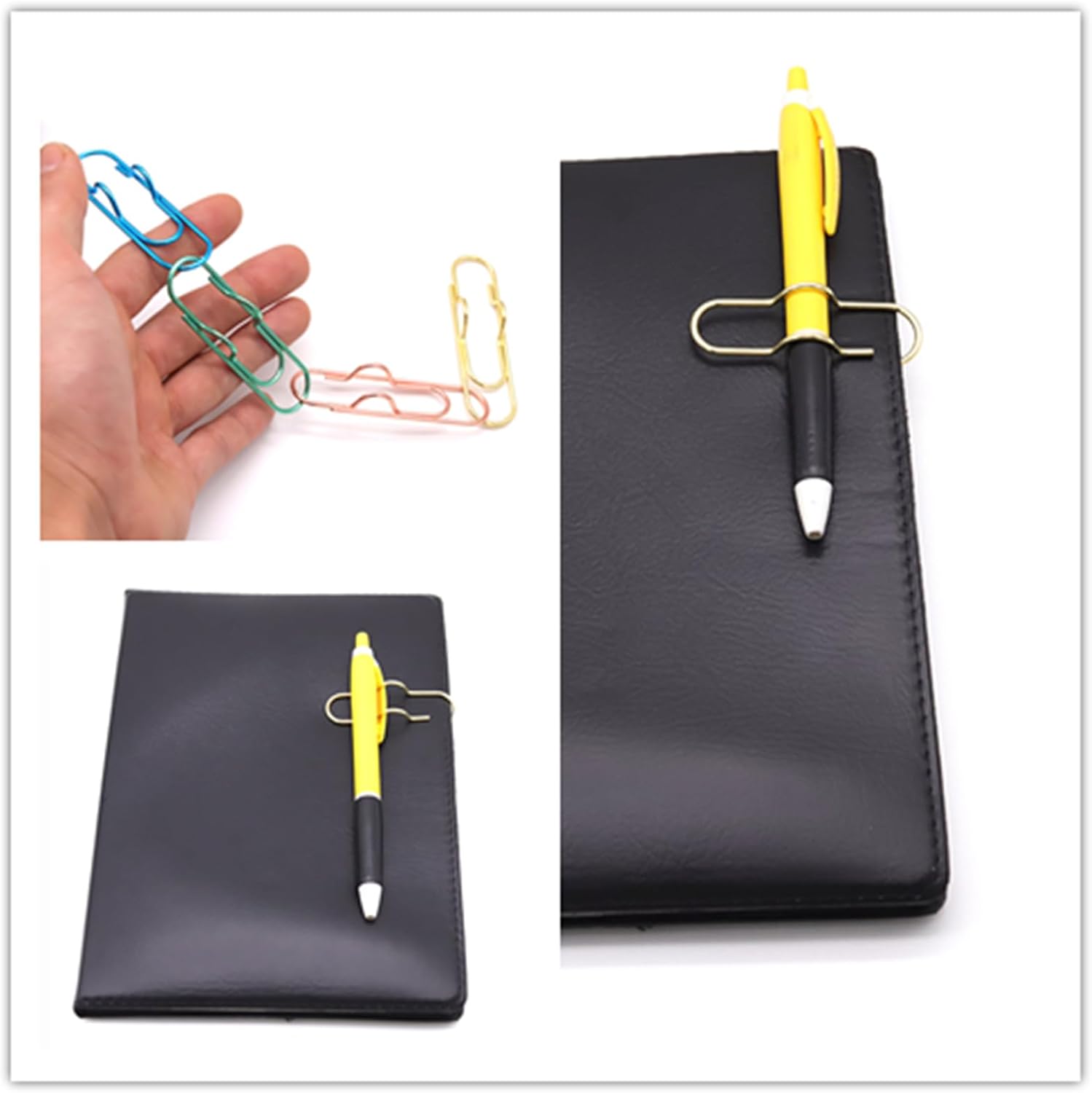 Skiennix 12-Pack Pen Holder Clips - Versatile Loop Holders for Notebooks & Journals | 3 Gold, 3 Rose Gold, 3 Blue, 3 Green