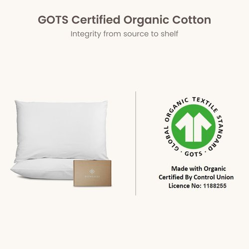 Bioweaves Organic Cotton Jersey Knit Waterproof Pillow Protector Covers with Zipper Closure – GOTS Certified Soft & Quite Pillow Encasement – Standard Size, 20 x 26 inches, Set of 2