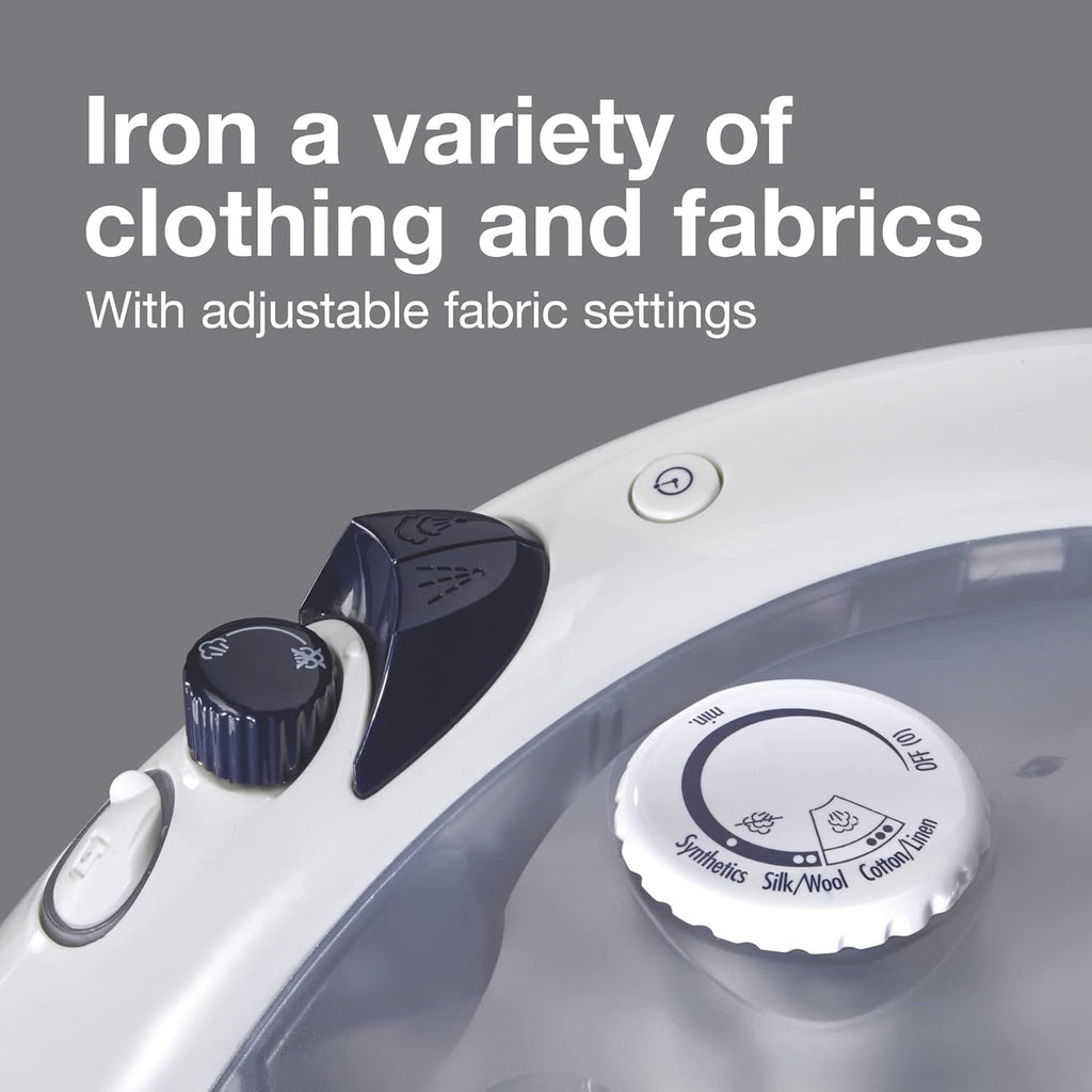 Proctor Silex Iron & Vertical Steamer - 1200 Watts with Nonstick Soleplate & Adjustable Spray | White