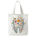 KBRCT Dentist Gifts Tote Bag for Women, Dental Hygienist Gifts Canvas Tote Bag, Dental Assistant Gift, Floral Tooth Dentist Reusable Shopping Grocery Bags