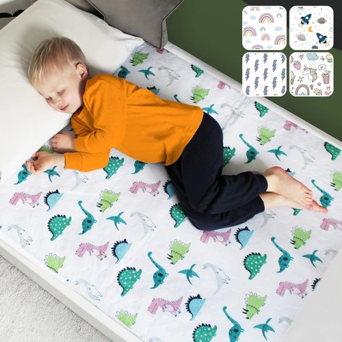 Hygge Sheets® Potty Training Pee Pads - 100% Waterproof, Non-Slip Bed Wetting Pad for Twin Beds | Washable Dinosaur Design