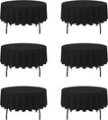 BRILLMAX 70-Inch Black Round Tablecloths - 6 Pack, Water & Stain Resistant Polyester for Weddings & Events