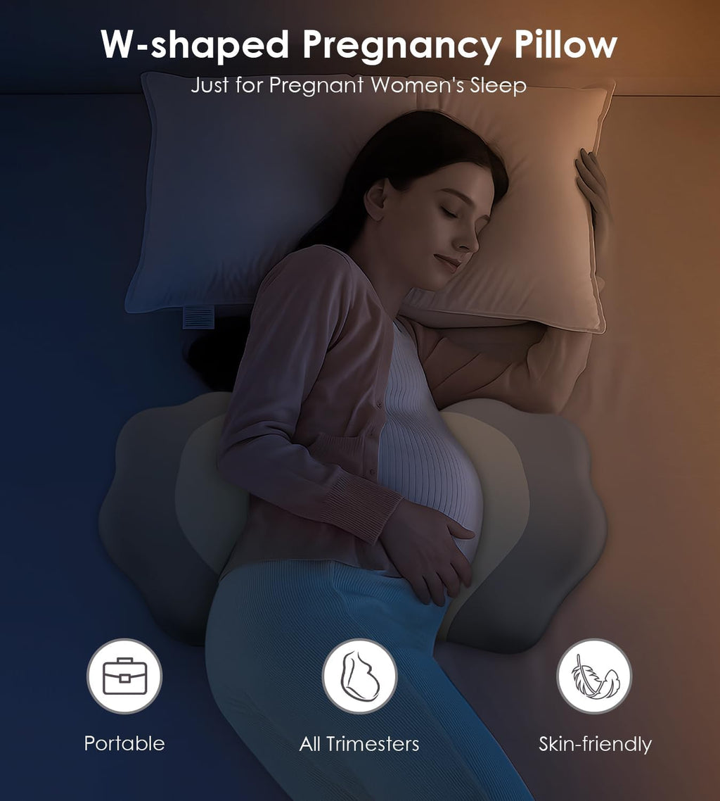 Skiennix Memory Foam Pregnancy Pillow - Adjustable Maternity Support for Side Sleepers | Comfortable Back & Belly Relief