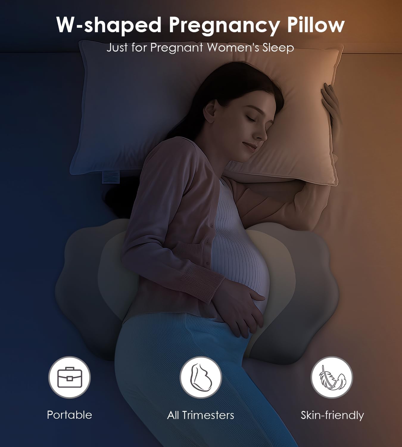 Skiennix Memory Foam Pregnancy Pillow - Adjustable Maternity Support for Side Sleepers | Comfortable Back & Belly Relief